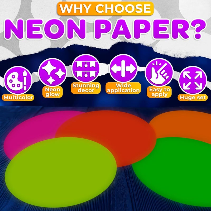 DIMROM 25 Sheets Neon Paper - Construction Colored Wrapper Shining Cardstock Sheets - UV Reactive Luminous Party Decorations Glow in the Dark Card Cardstock Colored Tissue Paper - Image 4